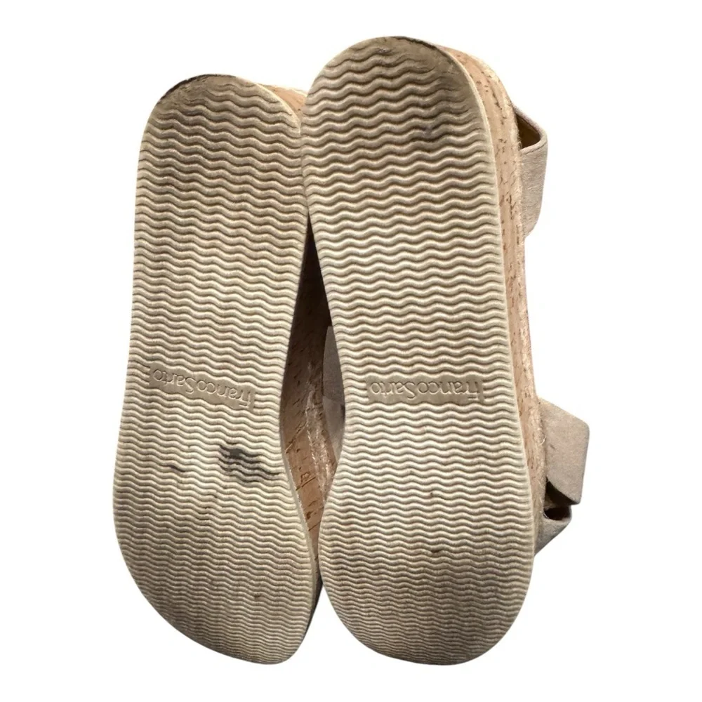 Franco Sarto Nelly Suede Cork Platform Wedge Sandals Beige Size 9M